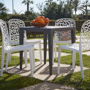 Pack of 6 Contemporary <b>Outdoor</b> Flora <b>Chairs</b> Sustainable and Durable Design Plastic <b>Stackable</b> <b>Outdoor</b> Seating <b>Chair</b> - Product Image 5