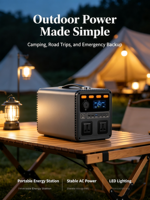Station d'alimentation solaire portable tout-en-un 1200W pour la maison et le camping, générateur solaire électrique, démarreur de voiture, charge sans fil