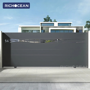 RICHOCEAN Venta <span class=keywords><strong>de</strong></span> fábrica Drive Way Motorizado Retráctil Puertas <span class=keywords><strong>DE</strong></span> SEGURIDAD corredizas Apartamento Aluminio Puertas principales eléctricas Puerta al aire libre - Product Image 1