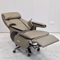 Chaise de Patron en Cuir Électrique Chaise de Bureau de Levage Artificielle Science du Corps Sédentaire Usage Domestique Ordinateur Inclinable Massage en Cuir