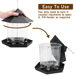 High-quality Classic Design <strong>Wild</strong> <strong>Bird</strong> Natureally Fill Tray Hanging Hexagon Shaped Roof Feeder for Garden Yard Outside Decoration - Product Image 4
