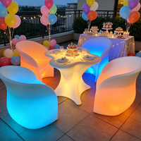 Tables et chaises LED RGB étanches pour l'extérieur, idéales pour les mariages, événements, hôtels, salons, bars et boîtes de nuit (Dropshipping)