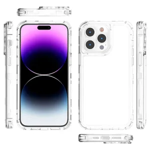 Étui antichoc 3 en 1 pour <span class=keywords><strong>iPhone</strong></span> 11 12 13 14 15 Pro Max Xs XR 8 7 Plus <span class=keywords><strong>SE</strong></span> <span class=keywords><strong>2022</strong></span>, cadre en plastique, <span class=keywords><strong>coque</strong></span> arrière <span class=keywords><strong>transparente</strong></span> en TPU acrylique - Product Image 6