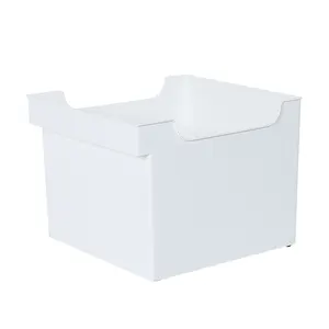 Push and pull type kitchen storage bins white color plastic organizer container with wheels