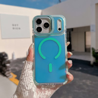 IVYMAX Magnetische Kleurrijke Wave Zakvriendelijke Stand Camera Ring Kickstand Telefoonhoesje voor iPhone 16 17 18 Pro Max Cover