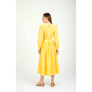Abito Giallo Perfetto per il Picnic <span class=keywords><strong>Ruya</strong></span> con Volant, Vestito in Cotone a Strati Vestibilità Ampia per Esterni - Product Image 2
