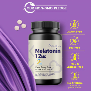 Comprimés de mélatonine naturelle 12 mg au goût de baies pour adultes ayant des difficultés à s'endormir et souffrant de <span class=keywords><strong>troubles</strong></span> du rythme circadien - Product Image 4