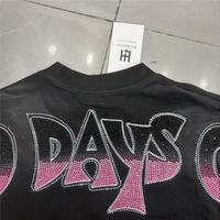 T-shirt Homme Col Rond Rose à Manches Courtes, Imprimé Navette Spatiale de Marque Designer, Strass, Style Hip Hop Ample, 100% Coton Respirant et Écologique
