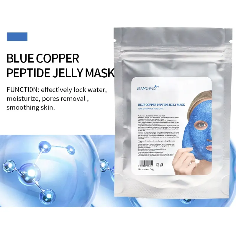 BANGWEI 30g voyage taille jetable Portable masque poudre bleu cuivre Peptide serrure eau Pores élimination lissage peau gelée masque