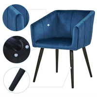 Vente chaude bleu velours tissu chaise d'appoint moderne occasionnel fauteuil confortable loisirs chaise de salle à manger