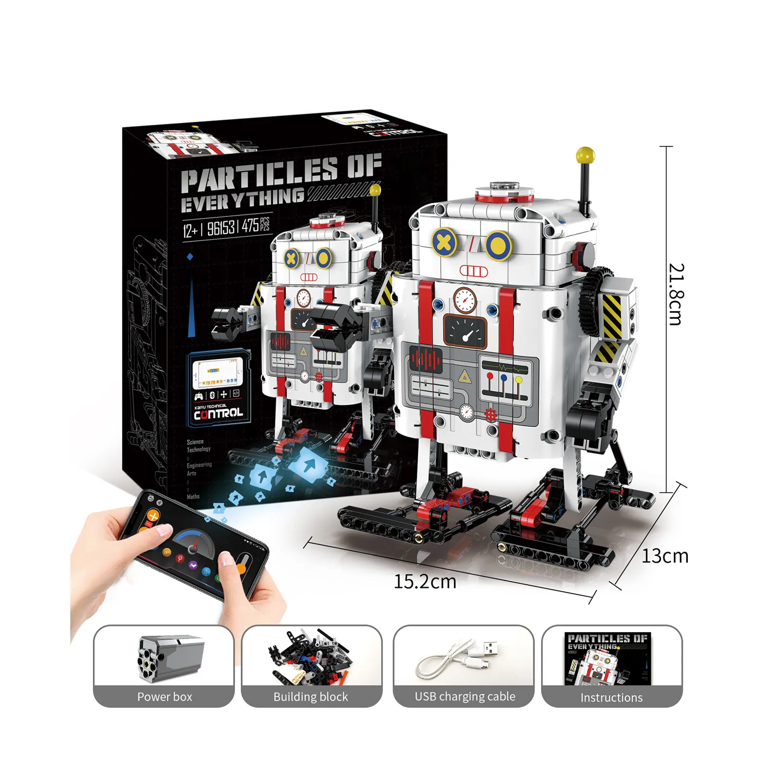 Nieuwe Release Educatief Stoomstamspeelgoed Programmeren Schattige Witte Robots Intelligente App Controle 475 Stuks Bouwstenen Speelgoed Set