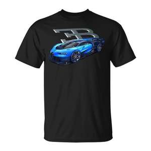 T-shirt Supercar Chiron noir pour hommes, t-shirt graphique avec motif de voiture - Product Image 1