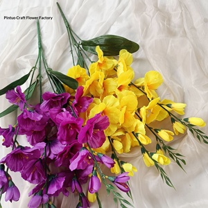 Lot de 5 grandes fleurs artificielles de gladiolus en soie, couleurs printanières, pour <span class=keywords><strong>d</strong></span>écoration maison et hôtel, moulage par injection gaufré, vente en gros - Product Image 2