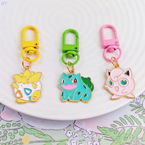 QY Enamel Keychain anime Charmander Eevee Metal Pendant Cartoon Anime Bag <b>Clip</b> Key Ring Fans - Product Image 3