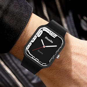 SHUAIKE 1153 New Fashion High Quality Stainless Steel <b>Case</b> Resin Mirror Quartz Watch 30 Meter Waterproof Rubber Strap Pointer - Product Image 4