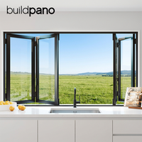 Portes et fenêtres pliantes horizontales modernes en aluminium AS2047 avec double vitrage et moustiquaire à persiennes