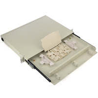 Panel Patch Fiber Optik 12 24 Core 1U 19'' Rak Mount ODF 24 Port Konektor SC Tipe Laci Geser Kotak Sambungan Terminal