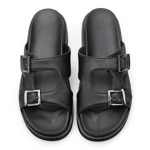 Sandales vintage en cuir véritable, confortables, antidérapantes, pantoufles plates pour la maison, chaussures décontractées pour la marche en extérieur, chaussures de sécurité pour hommes. - Product Image 5