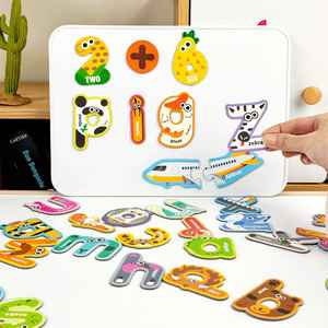 3 ソフトペーパーアルファベット数字認知冷蔵庫マグネットパズル子供の教育玩具就学前の描画ボード 18x10x4cm - Product Image 3