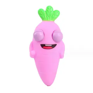 Cheap TPR Cute Carrot Stress Relief Popping it Eyes Toy Cartoon Carrot Squeeze Eye Doll for Kids Gifts
