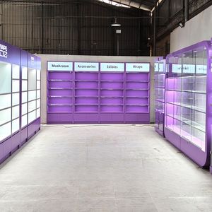 Vitrine d'exposition en verre moderne, mobilier de vente au détail, armoire murale violette, <span class=keywords><strong>porte</strong></span> <span class=keywords><strong>coulissante</strong></span>, verrouillable, accessoires d'exposition - Product Image 3