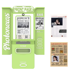 Nouvelle borne photo de style rétro avec impression <span class=keywords><strong>journal</strong></span>, distributeur automatique en métal, personnalisable en <span class=keywords><strong>espagnol</strong></span>, japonais, anglais, avec WiFi et jeux à monnayeur - Product Image 1