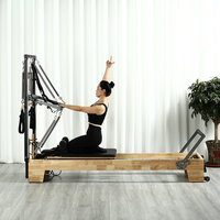 Reformer de Pilates professionnel de luxe en bois d'hévéa avec demi-tournebrise, tubes en acier inoxydable, poulies silencieuses, pour studio, longueur 2660 mm