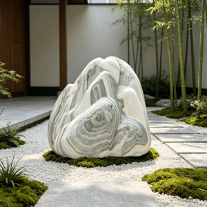 Pierre naturelle paysagère, roche décorative de jardin en granit vert veiné, durable, pour aménagement vertical extérieur - Product Image 4