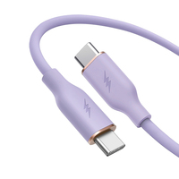 Kabel Transfer Data USB-A, Type-C PD 60W 3A Pengisian Cepat, Bahan Silikon Cair Lembut, Konektor USB 3.0, Konduktor Tembaga Murni