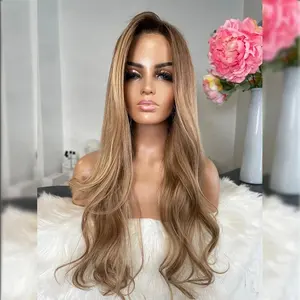 Kunden spezifische Farbe Ash Brown Highlight Natur perücke Europäische Haarperücken13x6 Echthaar HD Lace Front Perücken