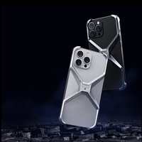Étui de téléphone portable antichoc en alliage d'aluminium de luxe avec pierres précieuses pour 17/16 Pro Max/15/14 Plus/13 sans cadre