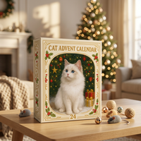 Kedi Advent Takvimi 24 Günlük Kağıt Oyuncak Kutusu Noel Geri Sayım Hediye Seti Mini Kedi Figürleriyle Birlikte Koparılabilir Tatil Süsü