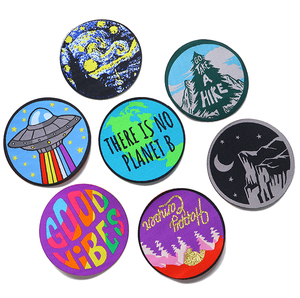 Fashionable Circle Shape Custom Western Logo Cute Character Woven <b>Patch</b> Weaving Machine Hook and Loop <b>Patches</b> - Product Image 4