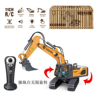 Vente flash : Excavatrice, bulldozer et camion à benne basculante RC à l'échelle 1:20, 11 canaux, 2,4 GHz, jouets télécommandés pour enfants et garçons