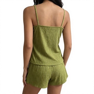 Women Jersey 2-Piece Lounge Set Sleeveless V-neck Cami Shorts Floral Pattern Summer Wear Breathable Cozy Elegant Luxury - Product Image 5