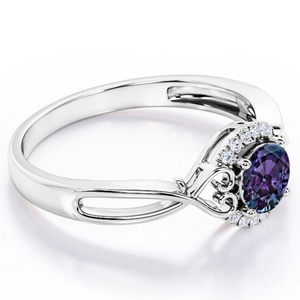 แหวนเงินแท้ S925 ประดับเพชร CZ สีขาว พร้อมพลอยอเล็กซานไดรต์ เครื่องประดับสำหรับผู้หญิง แหวนหมั้น - Product Image 3