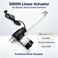Actionneur linéaire à brosse 3000N pour canapés électriques et ventilateurs, faible bruit, entraînement de levage en aluminium, IP43, résistant aux gouttes, installation facile