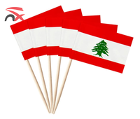 Drapeaux miniatures du Liban en papier et bois, 2,5 x 3,5 cm, avec impression personnalisée du logo, vente en gros