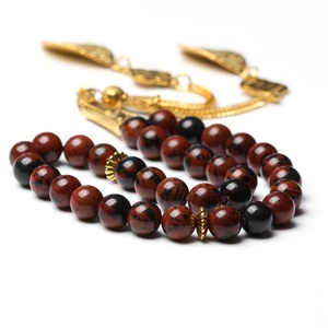 Tasbih Dorato con Perle di Preghiera in Pietra Naturale Dorata, Fatto a Mano con Nappa Turca, <span class=keywords><strong>Rosario</strong></span> Islamico Musulmano, Misbaha Arabo - Product Image 2