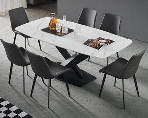 Modern Furniture Kitchen Dinning <strong>Table</strong> and 6 Chair Luxury Restaurant Metal Stainless Steel Marble <strong>Dining</strong> <strong>Table</strong> - Product Image 4
