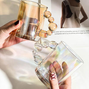 Tasses en verre simples et originales, tasse à café en verre de bonne qualité avec anse, tasse à bulles nacrée féerique - Product Image 4