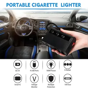 SLW002 180W 4 USB Car Charger <b>Socket</b> QC3.0 Fast Charge <b>12V</b>/24V Splitter Outlet Adapter - Product Image 3