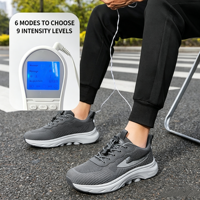Chaussures de marche et de course pour hommes, grises, en tricot, légères, anti-douleur, antimicrobiennes, respirantes, avec logo personnalisé, directement de l'usine, avec système Bungee