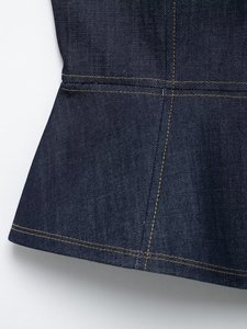 Definir moda feminina nova saia curta hem zipper design denim vest + casual balde jeans terno das mulheres - Product Image 3