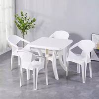 Chaises de jardin en plastique, petit ensemble de table à manger, 4 chaises, chaises de patio d'extérieur empilables, table à manger rouge avec 6 chaises