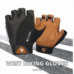 WEST BIKING Gants d'été unisexes en cuir PU à demi-doigts, antidérapants, imperméables, pour le vélo de montagne, la course à vélo, le sport, la moto - Product Image 2
