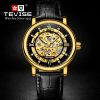 Montre mécanique automatique pour homme TEVISE 8462B, design squelette personnalisé, aiguilles lumineuses, étanche, vente en gros d'usine