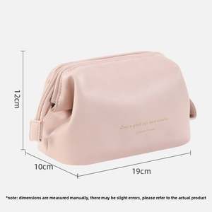 New Design Travel Cosmetics Toiletry <b>Pouch</b> Bag <b>Waterproof</b> Zipper PU Leather Storage Bag Portable Makeup Organizer Bag - Product Image 2