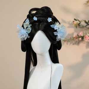 2026 Summer Original Design Ancient Style Handmade Silk <b>Flower</b> Blue Hanfu Hair Clip <b>Sweet</b> Makeup Styling Perforated <b>Flower</b> Hair - Product Image 1