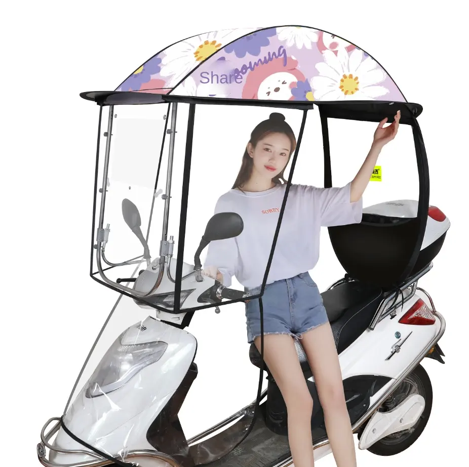 屋外防風サンシェード簡単取り外し耐久性と強力な電動自転車プロモーションスクーターオートバイ自転車傘